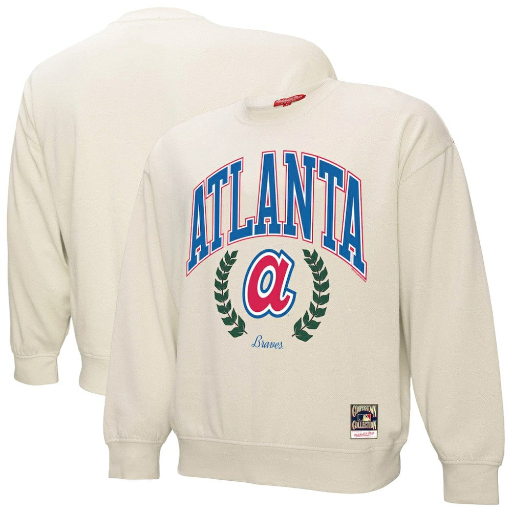 Atlanta Braves Mitchell & Ness Women's Cooperstown Collection Laurel Pullover Sweatshirt - Cream Pullover
