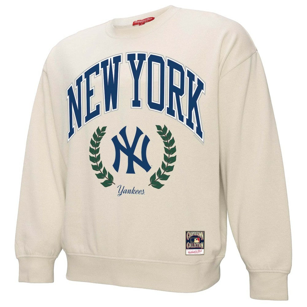 New York Yankees Mitchell & Ness Women's Cooperstown Collection Laurel Pullover Sweatshirt - Cream Pullover