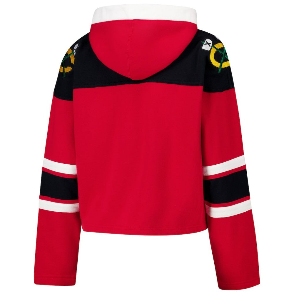 NHL Chicago Blackhawks '47 Women's Cropped Superior Lacer Pullover Hoodie - Red