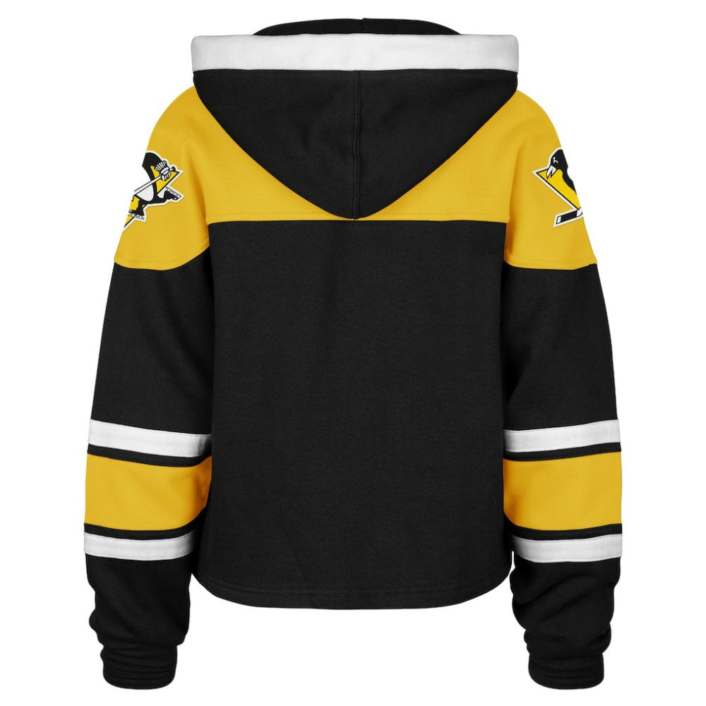 NHL Pittsburgh Penguins '47 Women's Cropped Superior Lacer Pullover Hoodie - Black