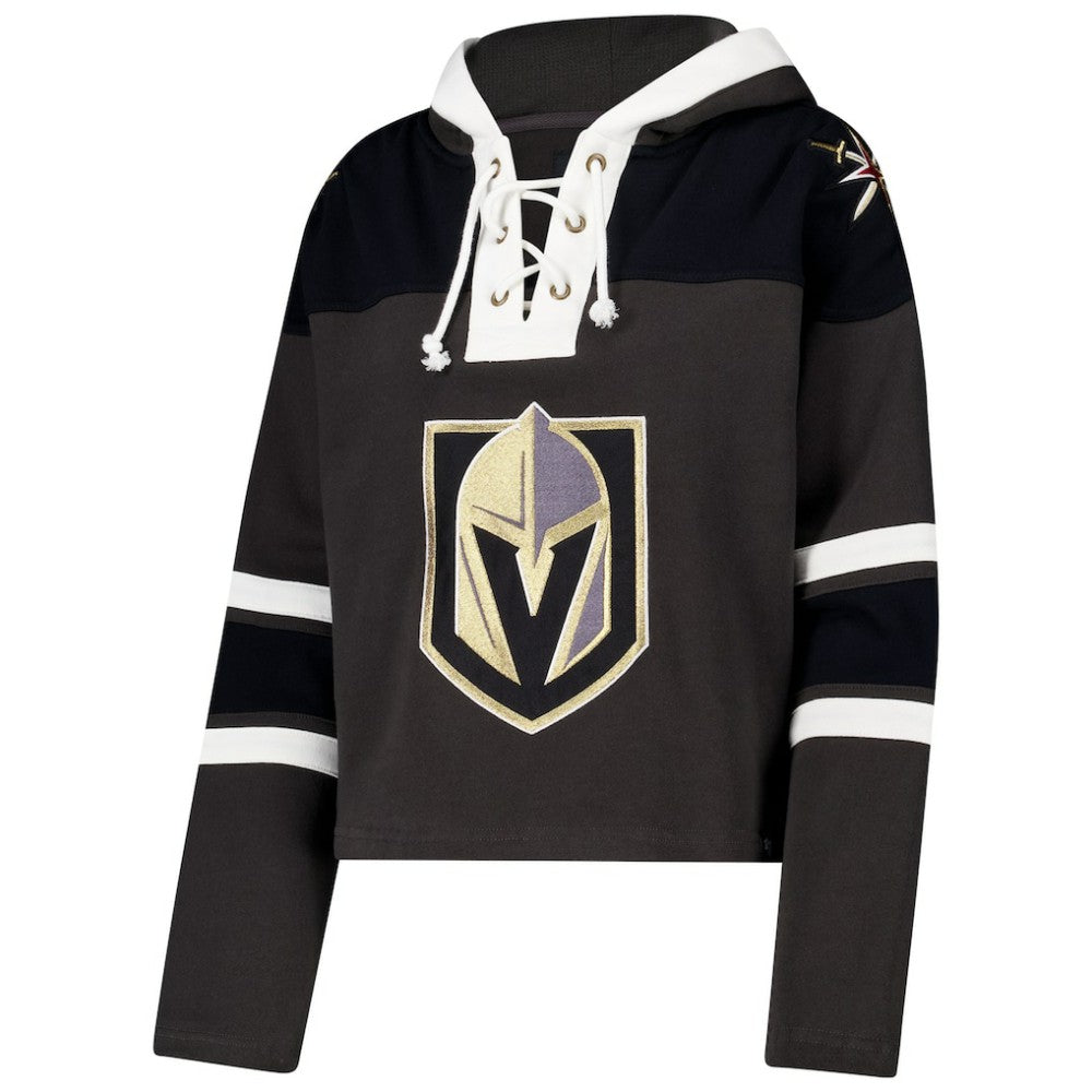NHL Vegas Golden Knights '47 Women's Cropped Superior Lacer Pullover Hoodie - Charcoal