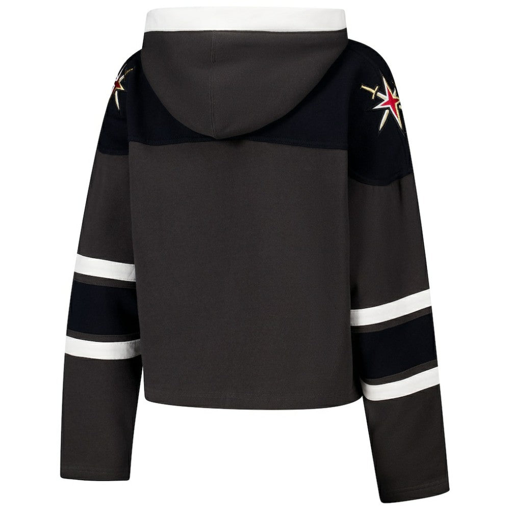 NHL Vegas Golden Knights '47 Women's Cropped Superior Lacer Pullover Hoodie - Charcoal