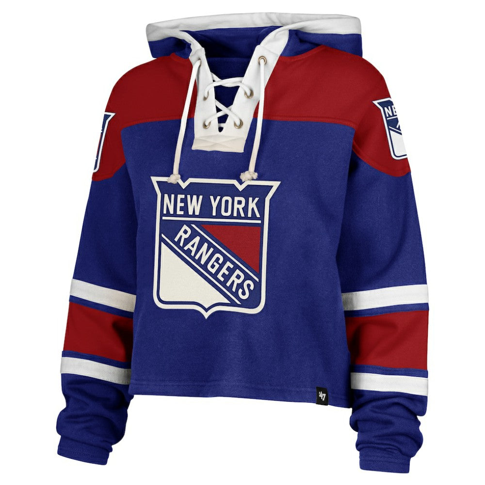 NHL New York Rangers '47 Women's Cropped Superior Lacer Pullover Hoodie - Blue