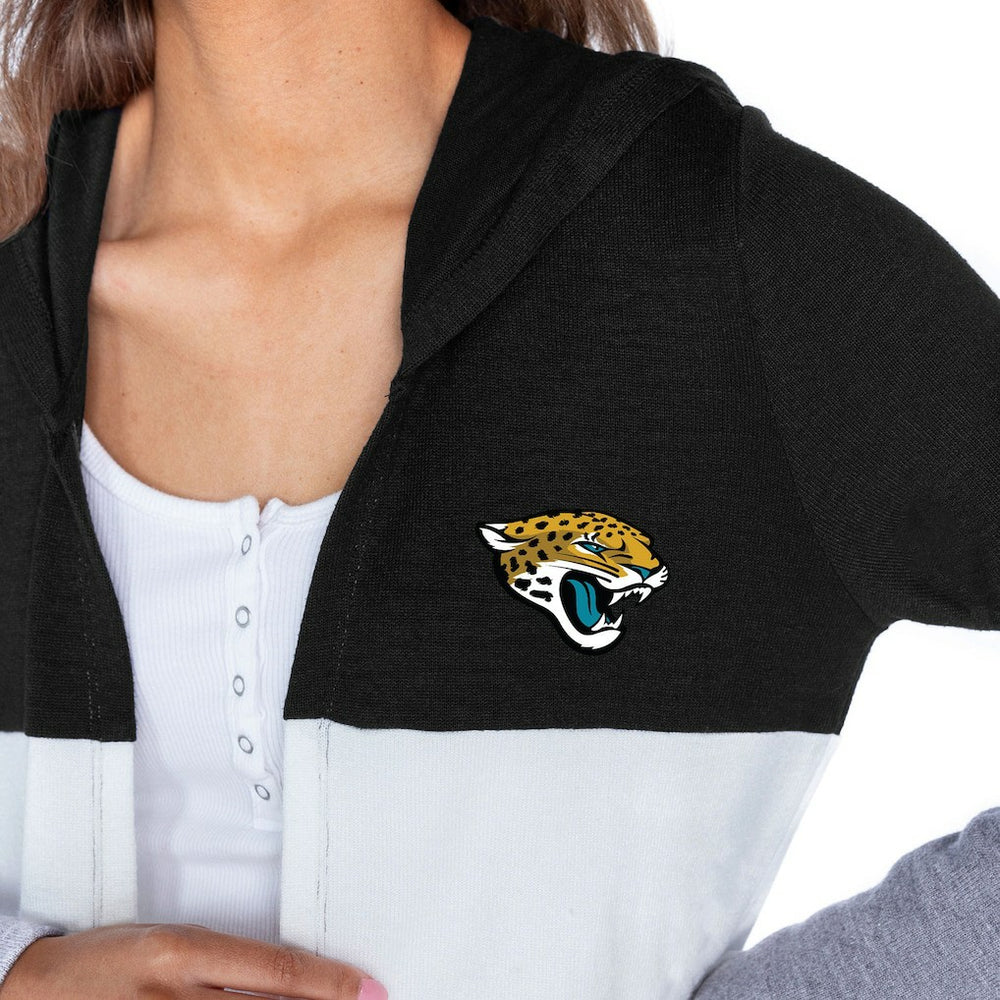 Jacksonville Jaguars Gameday Couture Women's Tri-Blend Color Block Lightweight Cardigan Hoodie Black