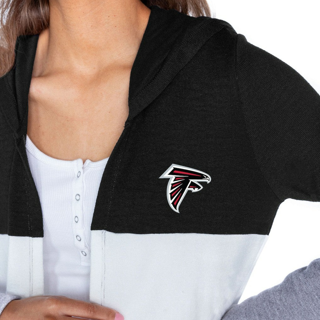 Atlanta Falcons Gameday Couture Women's Tri-Blend Color Block Lightweight Cardigan Hoodie Black