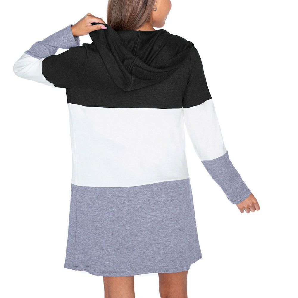 Carolina Panthers Gameday Couture Women's Tri-Blend Color Block Lightweight Cardigan Hoodie Black