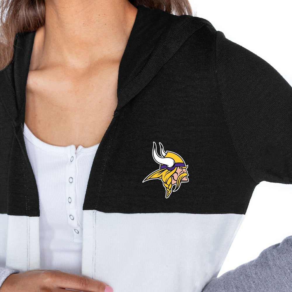 Minnesota Vikings Gameday Couture Women's Tri-Blend Color Block Lightweight Cardigan Hoodie Black