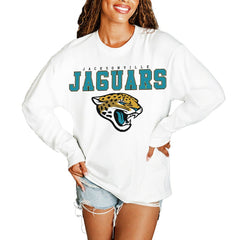 Jacksonville Jaguars Gameday Couture Women's Big Goals Oversized Long Sleeve T-Shirt White