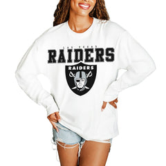 Las Vegas Raiders Gameday Couture Women's Big Goals Oversized Long Sleeve T-Shirt White
