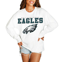 Philadelphia Eagles Gameday Couture Women's Big Goals Oversized Long Sleeve T-Shirt White