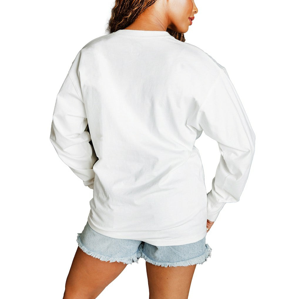 Cincinnati Bengals Gameday Couture Women's Big Goals Oversized Long Sleeve T-Shirt White