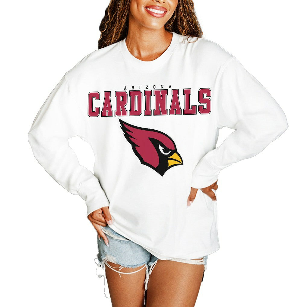 Arizona Cardinals Gameday Couture Women's Big Goals Oversized Long Sleeve T-Shirt White