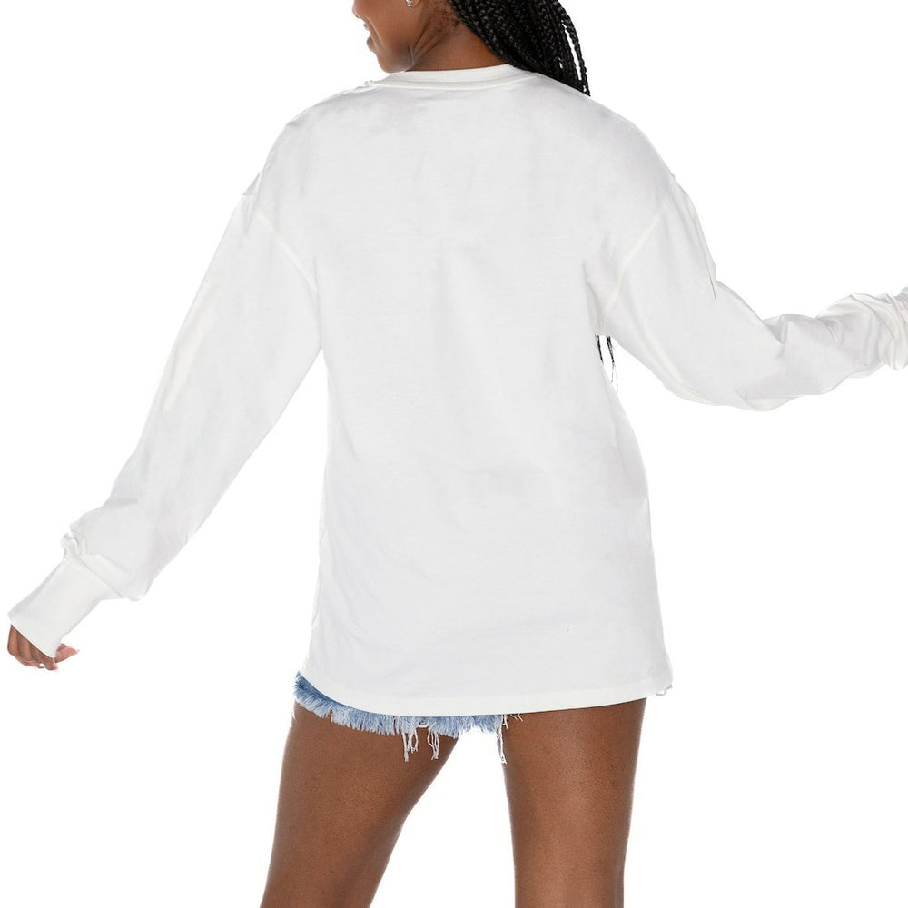 Kansas City Chiefs Gameday Couture Women's Time Out Oversized Long Sleeve T-Shirt White