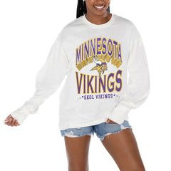 Minnesota Vikings Gameday Couture Women's Time Out Oversized Long Sleeve T-Shirt White