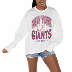 New York Giants Gameday Couture Women's Time Out Oversized Long Sleeve T-Shirt White