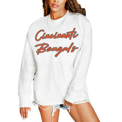 Cincinnati Bengals Gameday Couture Women's Classic Comeback Oversized Long Sleeve T-Shirt White