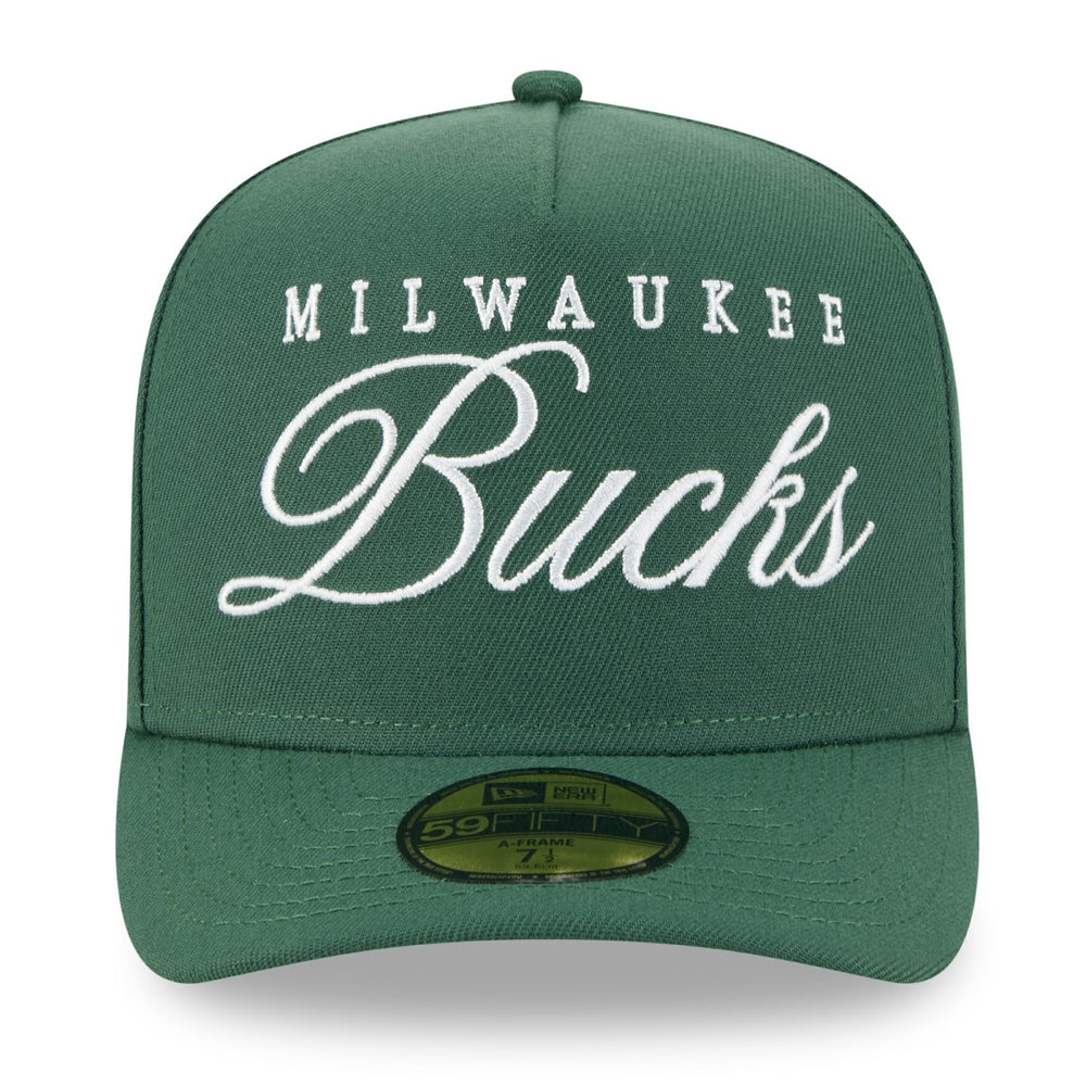 Milwaukee Bucks 2025 NBA Draft A-Frame 59FIFTY Fitted Hat Hunter Green