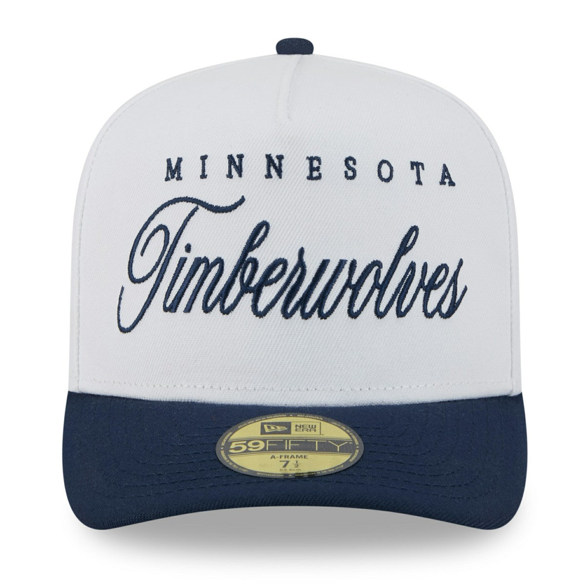 Minnesota Timberwolves 2025 NBA Draft A-Frame 59FIFTY Fitted Hat White/Navy