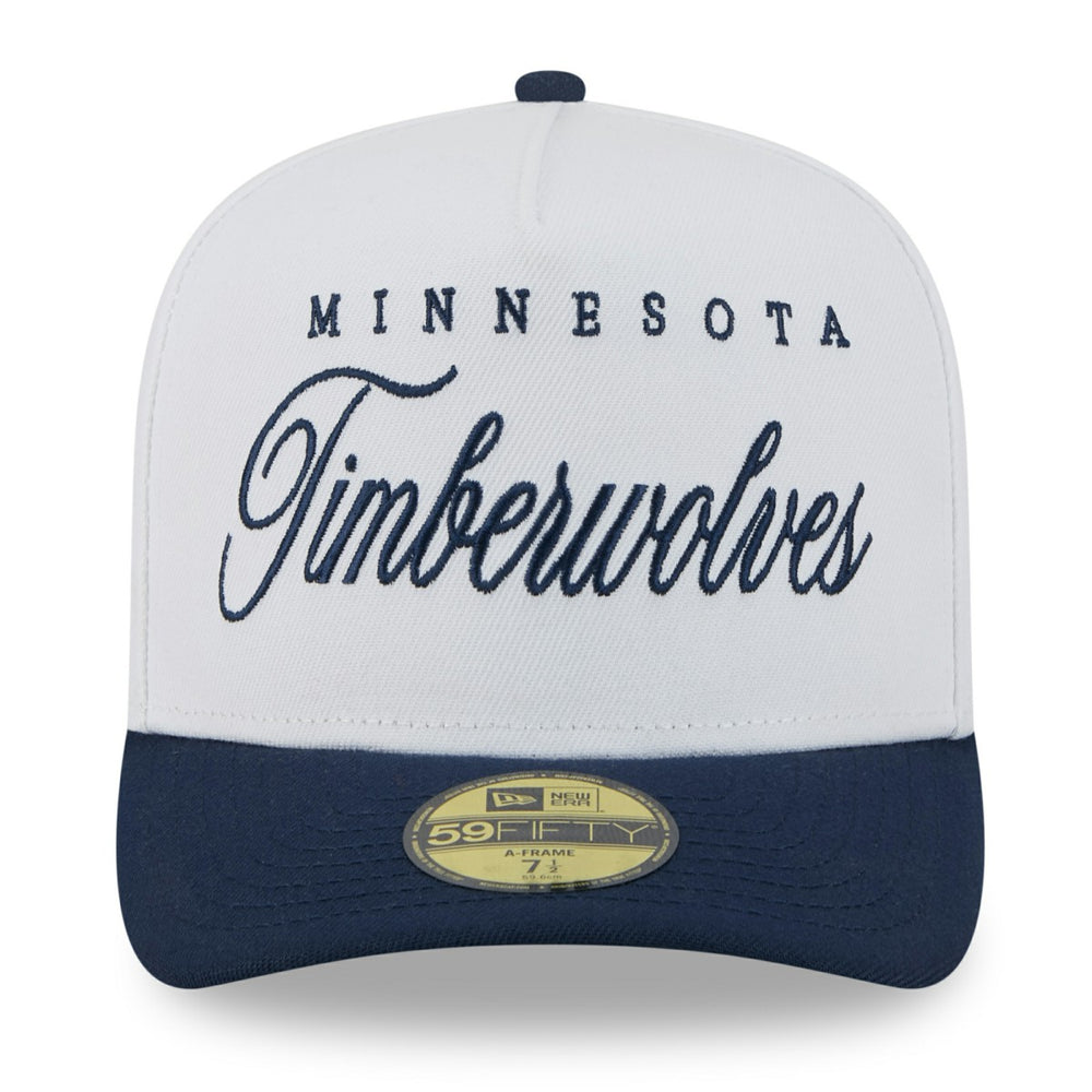 Minnesota Timberwolves 2025 NBA Draft A-Frame 59FIFTY Fitted Hat White/Navy