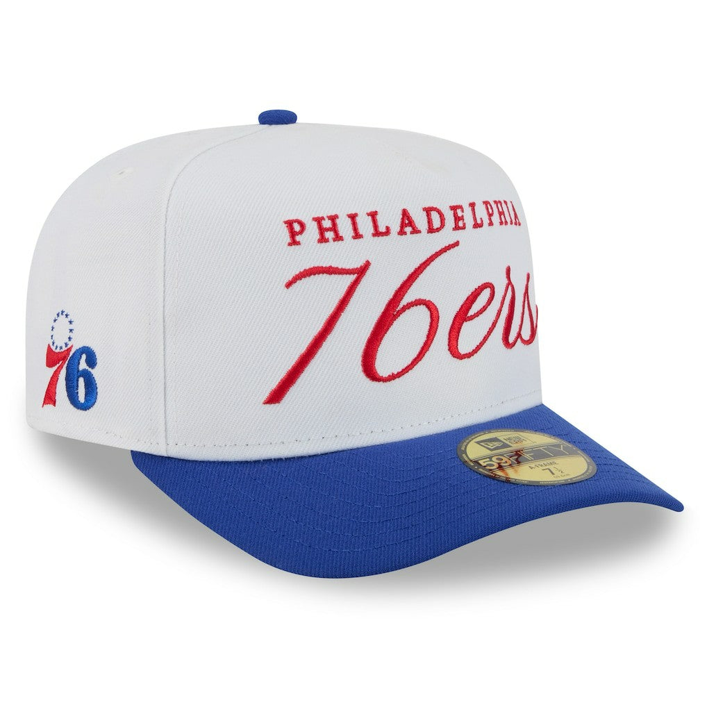 Philadelphia 76ers 2025 NBA Draft A-Frame 59FIFTY Fitted Hat White/Royal