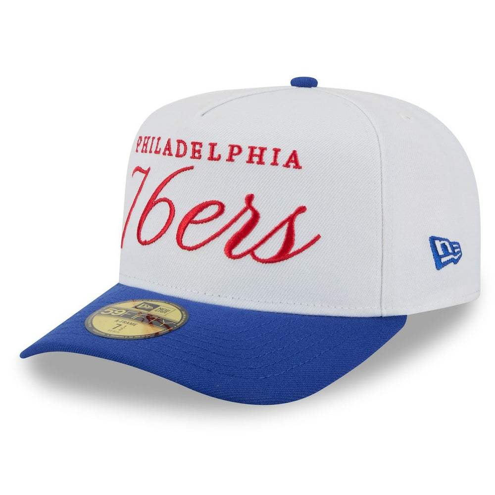 Philadelphia 76ers 2025 NBA Draft A-Frame 59FIFTY Fitted Hat White/Royal