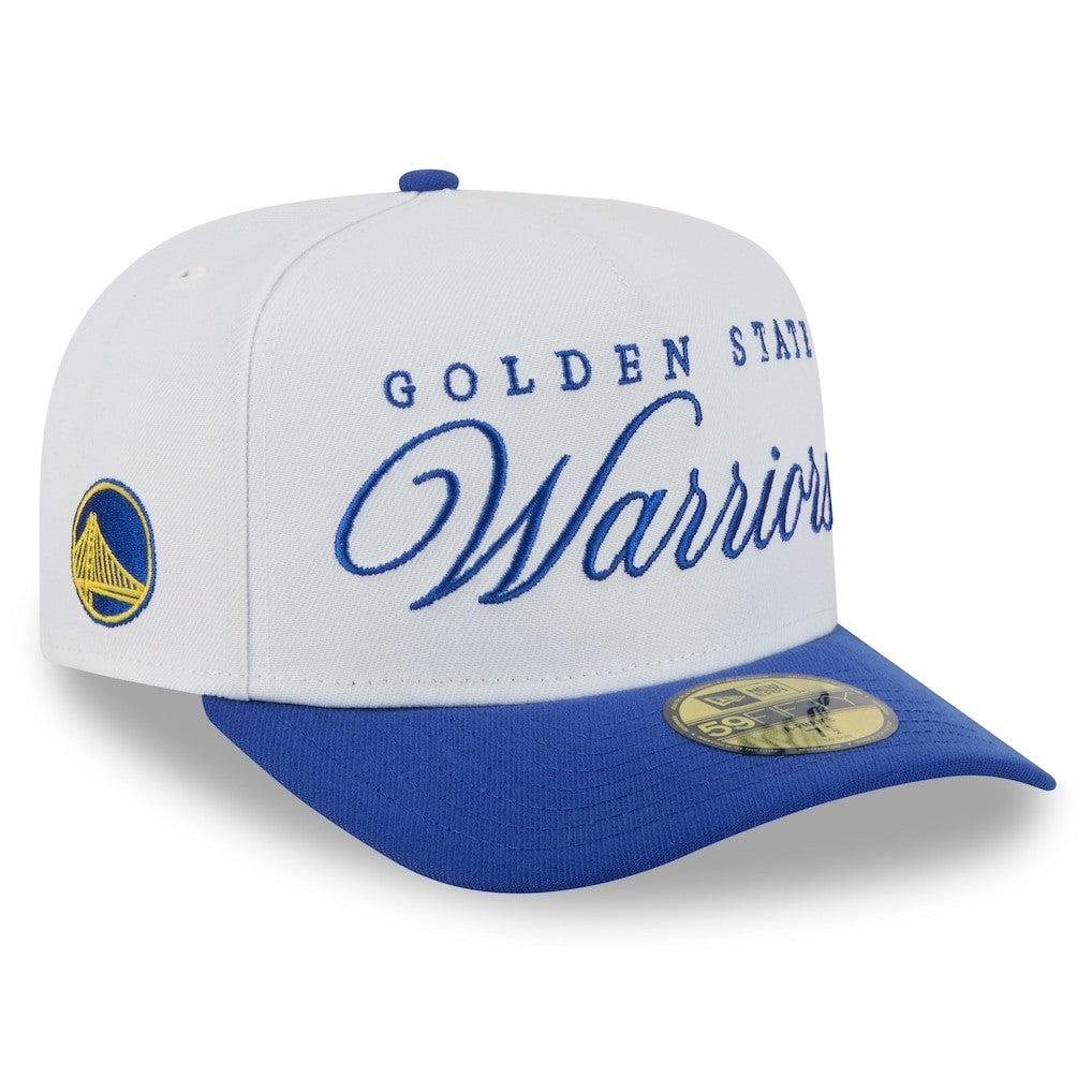 Golden State Warriors 2025 NBA Draft A-Frame 59FIFTY Fitted Hat White/Royal