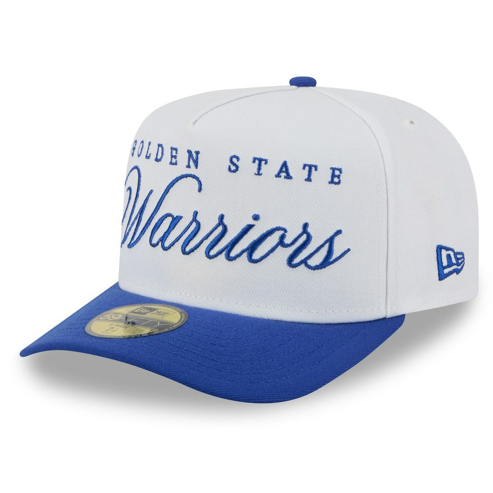 Golden State Warriors 2025 NBA Draft A-Frame 59FIFTY Fitted Hat White/Royal