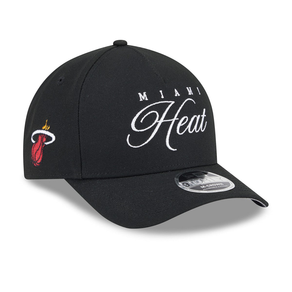 Miami Heat 2025 NBA Draft M-Crown A-Frame 9FORTY Adjustable Hat Black