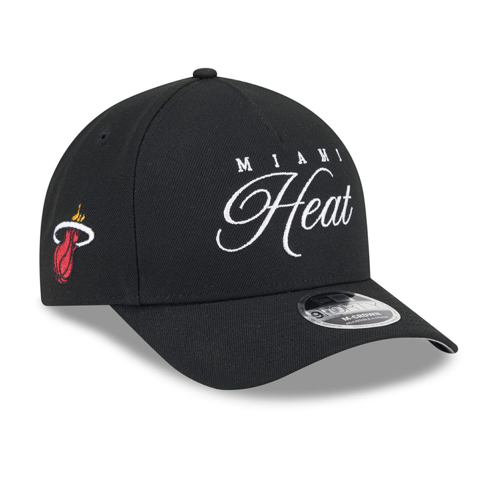 Miami Heat 2025 NBA Draft M-Crown A-Frame 9FORTY Adjustable Hat Black