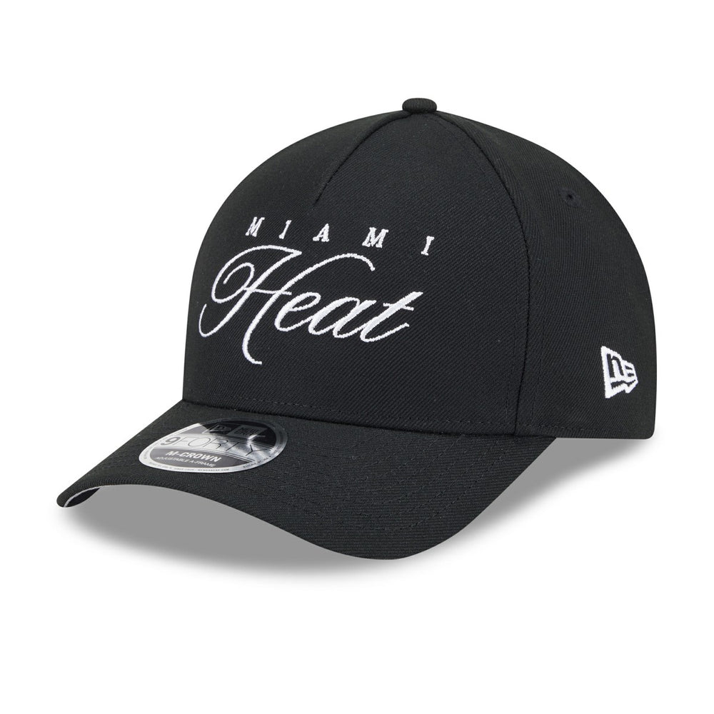 Miami Heat 2025 NBA Draft M-Crown A-Frame 9FORTY Adjustable Hat Black