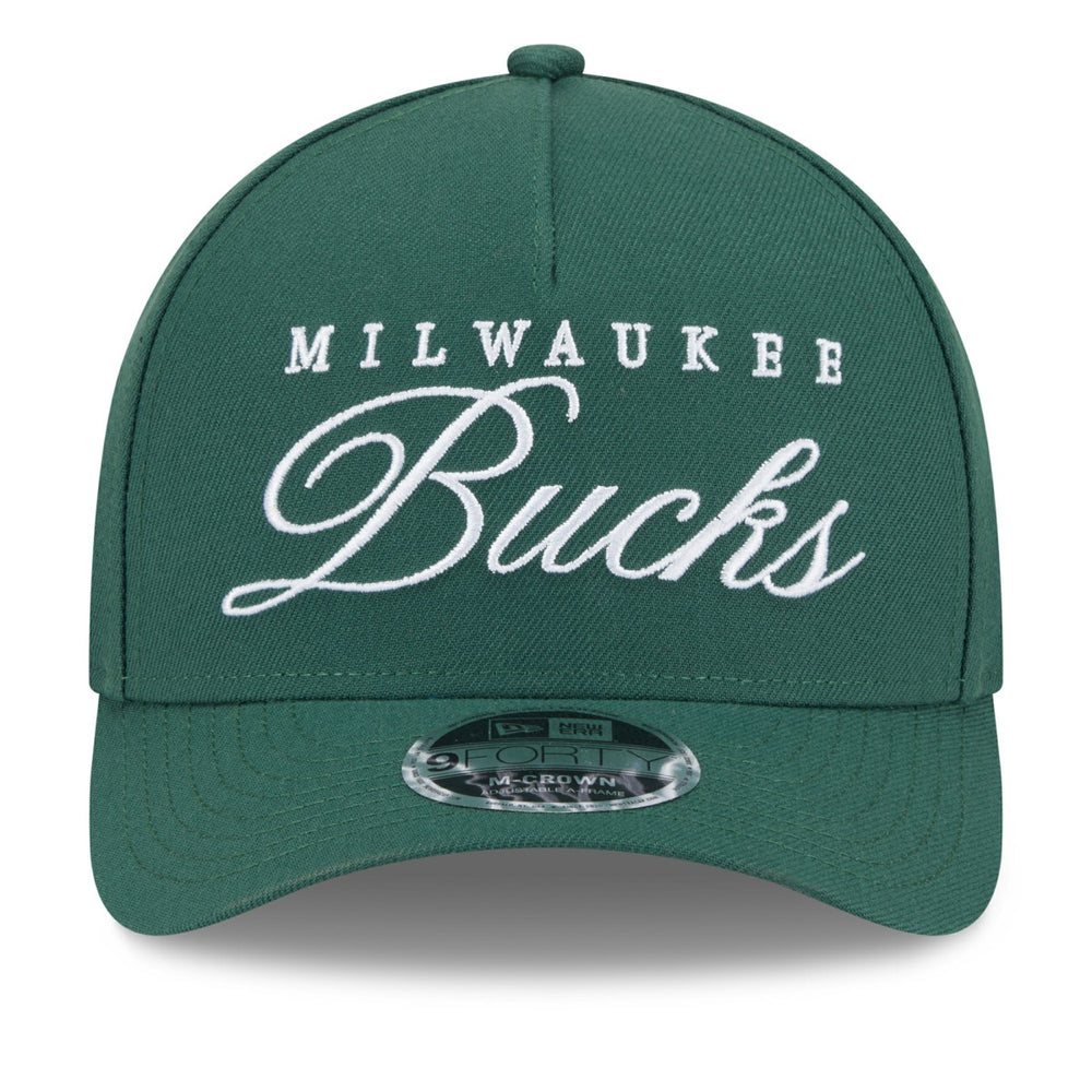 Milwaukee Bucks 2025 NBA Draft M-Crown A-Frame 9FORTY Adjustable Hat Hunter Green