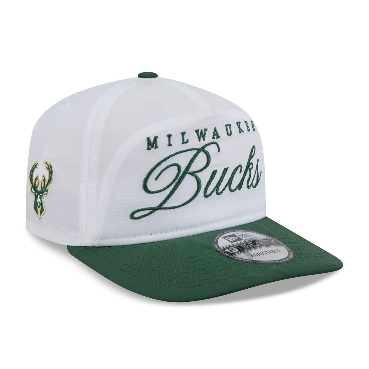 Milwaukee Bucks 2025 NBA Draft On-Stage Nylon 19TWENTY Adjustable Hat White/Hunter Green