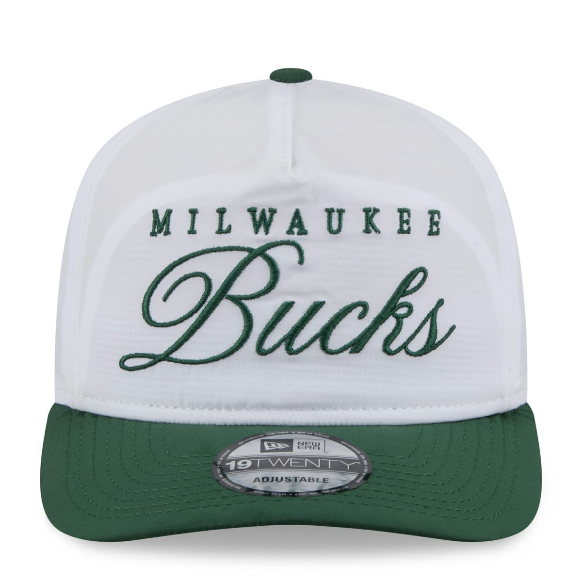 Milwaukee Bucks 2025 NBA Draft On-Stage Nylon 19TWENTY Adjustable Hat White/Hunter Green