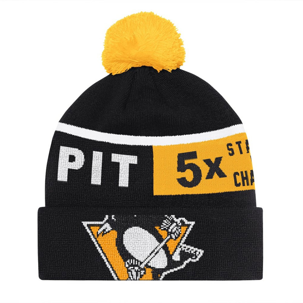 NHL Pittsburgh Penguins Starter Chyron Commemorative Cuffed Knit Hat with Pom - Black