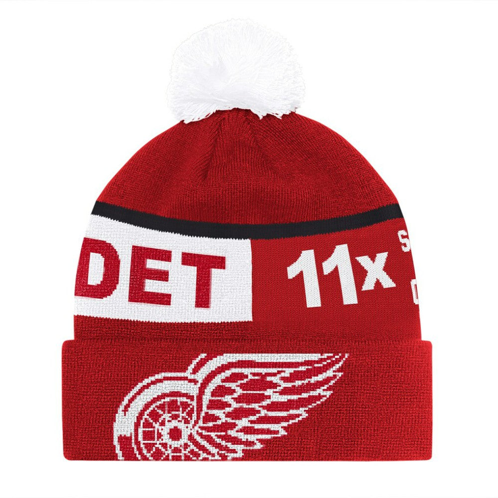 NHL Detroit Red Wings Starter Chyron Commemorative Cuffed Knit Hat with Pom - Red