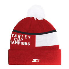 NHL Detroit Red Wings Starter Chyron Commemorative Cuffed Knit Hat with Pom - Red