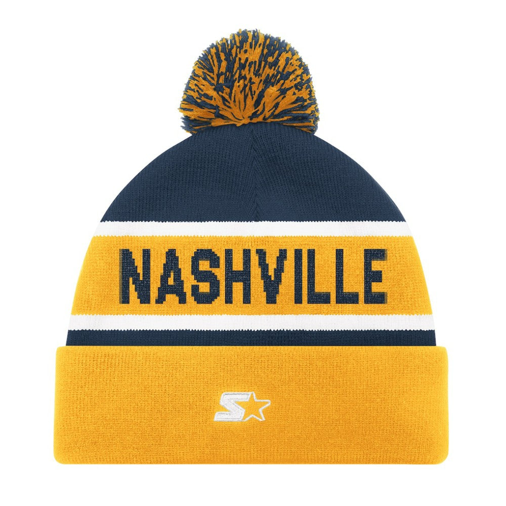NHL Nashville Predators Starter Cuffed Knit Hat with Pom - Gold