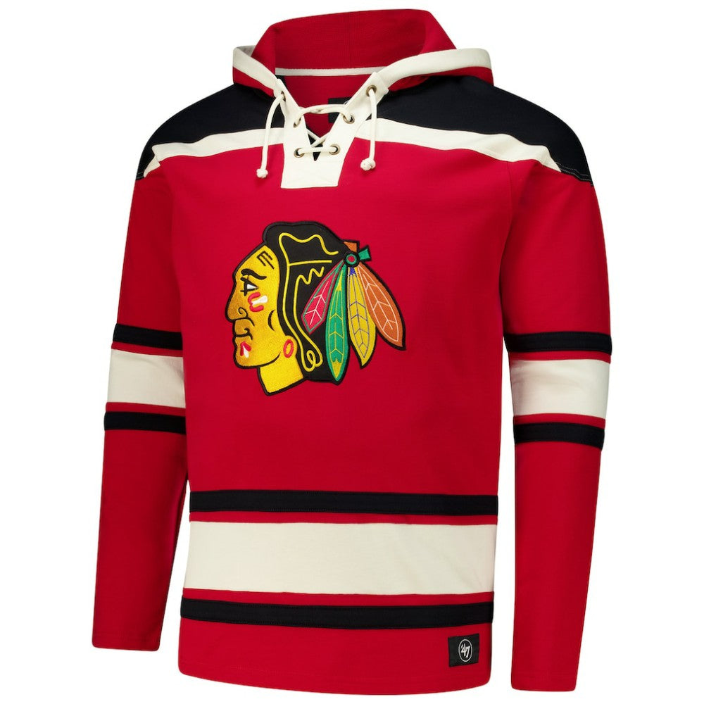 NHL Connor Bedard Chicago Blackhawks '47 Big & Tall Lace-up Pullover Hoodie - Red