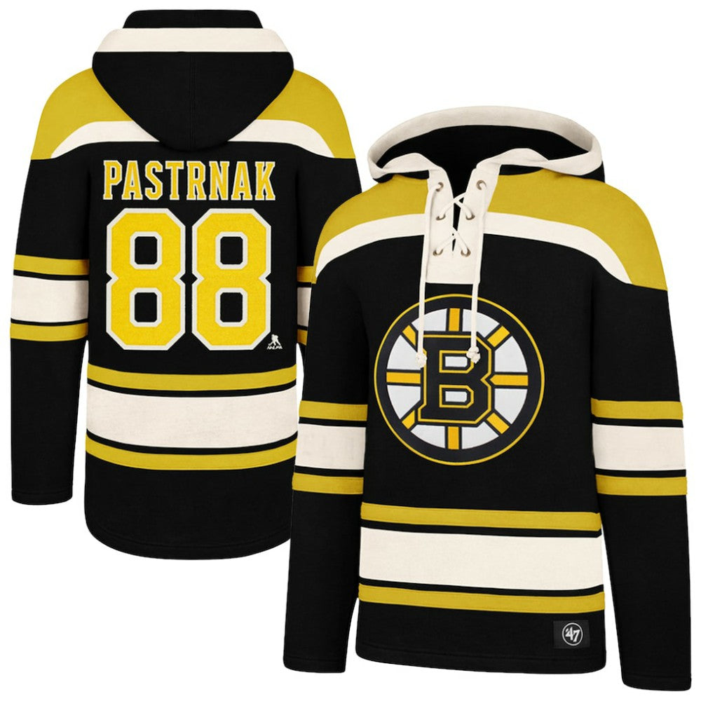NHL David Pastrnak Boston Bruins '47 Big & Tall Lace-up Pullover Hoodie - Black
