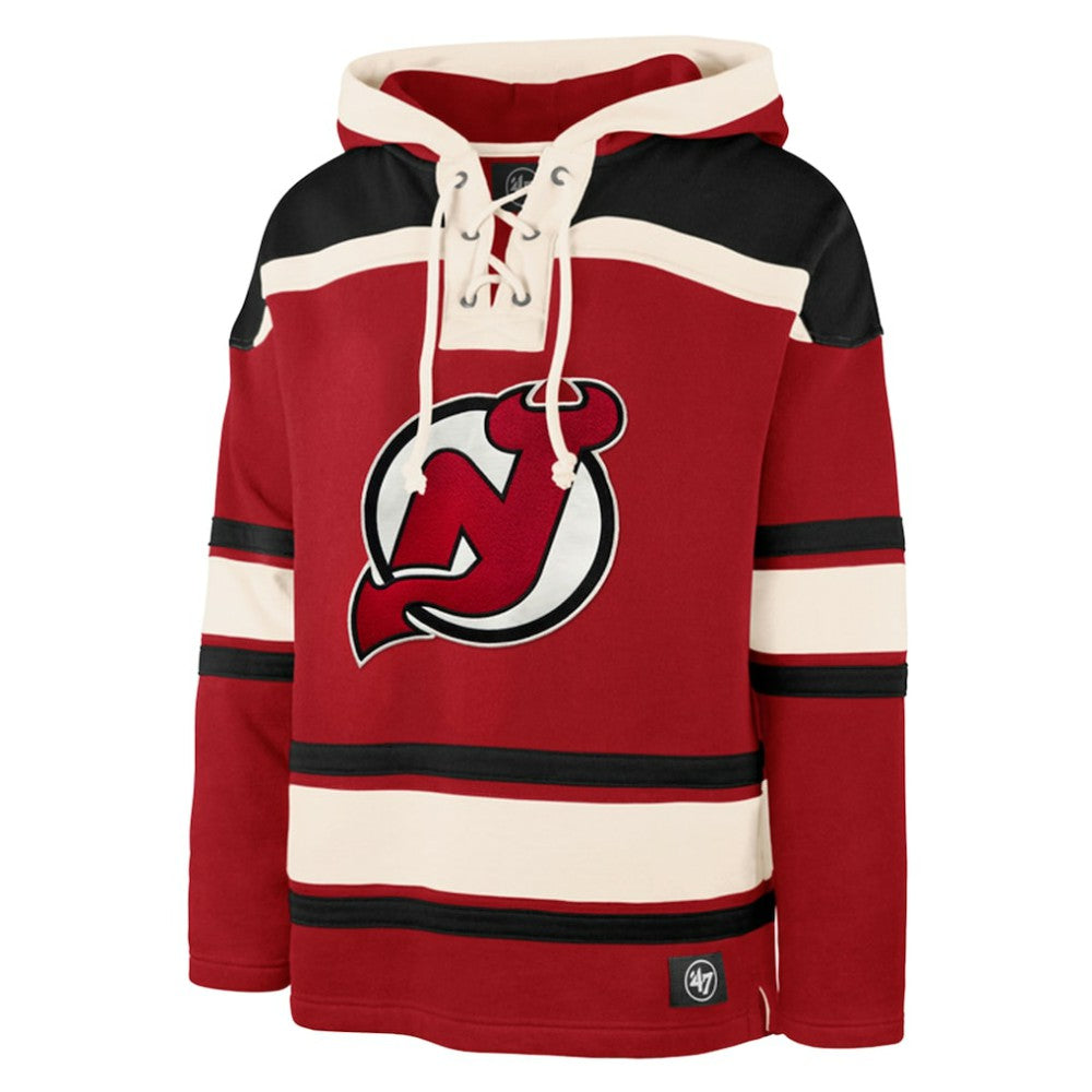 NHL Jack Hughes New Jersey Devils '47 Big & Tall Lace-up Pullover Hoodie - Red