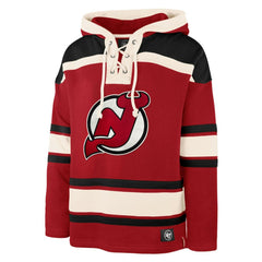 NHL Jack Hughes New Jersey Devils '47 Big & Tall Lace-up Pullover Hoodie - Red