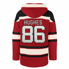NHL Jack Hughes New Jersey Devils '47 Big & Tall Lace-up Pullover Hoodie - Red