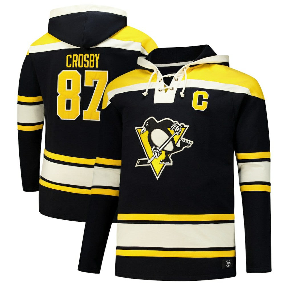 NHL Sidney Crosby Pittsburgh Penguins '47 Big & Tall Lace-up Pullover Hoodie - Black