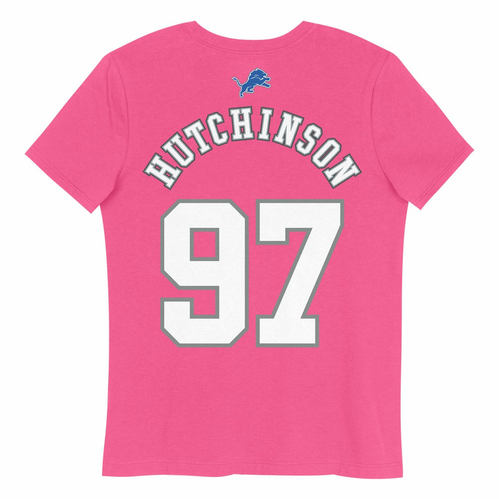 Aidan Hutchinson Detroit Lions Girls Youth Player Name & Number T-Shirt Pink