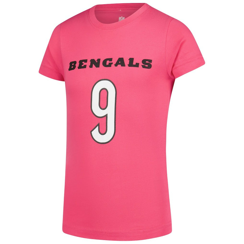 Joe Burrow Cincinnati Bengals Girls Youth Player Name & Number T-Shirt Pink