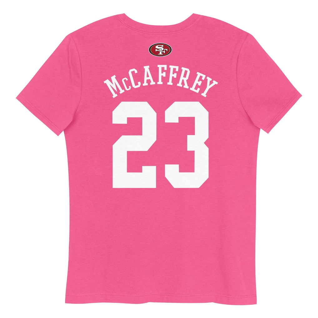 Christian McCaffrey San Francisco 49ers Girls Youth Player Name & Number T-Shirt Pink