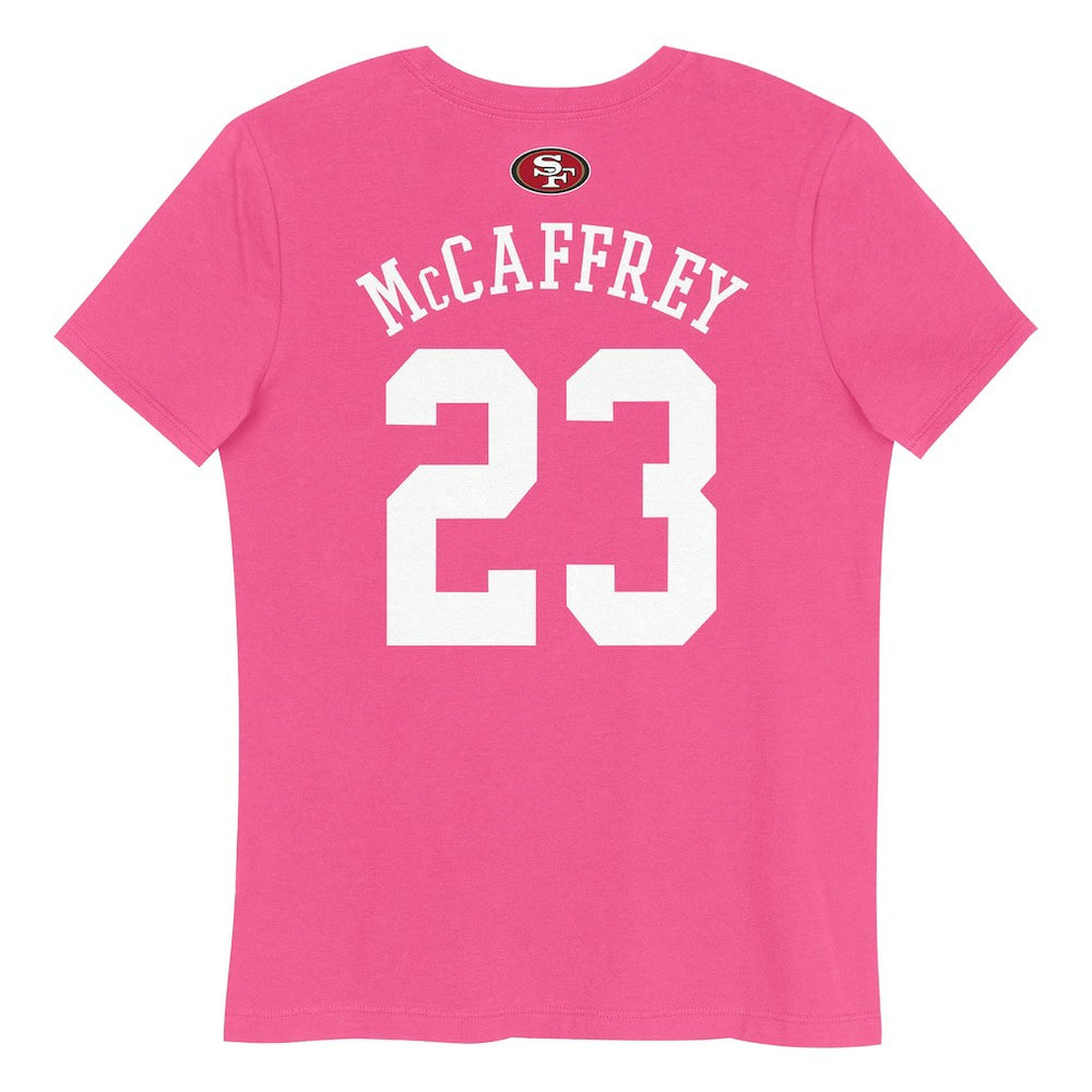 Christian McCaffrey San Francisco 49ers Girls Youth Player Name & Number T-Shirt Pink
