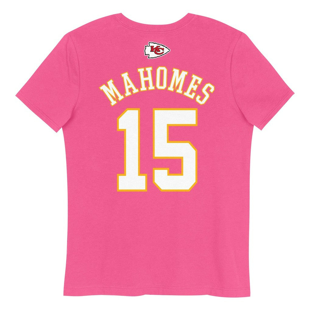 Patrick Mahomes Kansas City Chiefs Girls Youth Player Name & Number T-Shirt Pink