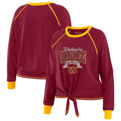 Washington Commanders WEAR by Erin Andrews Women's Plus Size Tie-Front Long Sleeve Top Burgundy/Gold