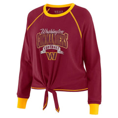 Washington Commanders WEAR by Erin Andrews Women's Plus Size Tie-Front Long Sleeve Top Burgundy/Gold